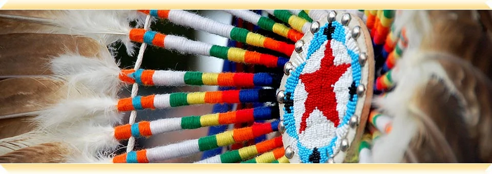 A feather on thread.
